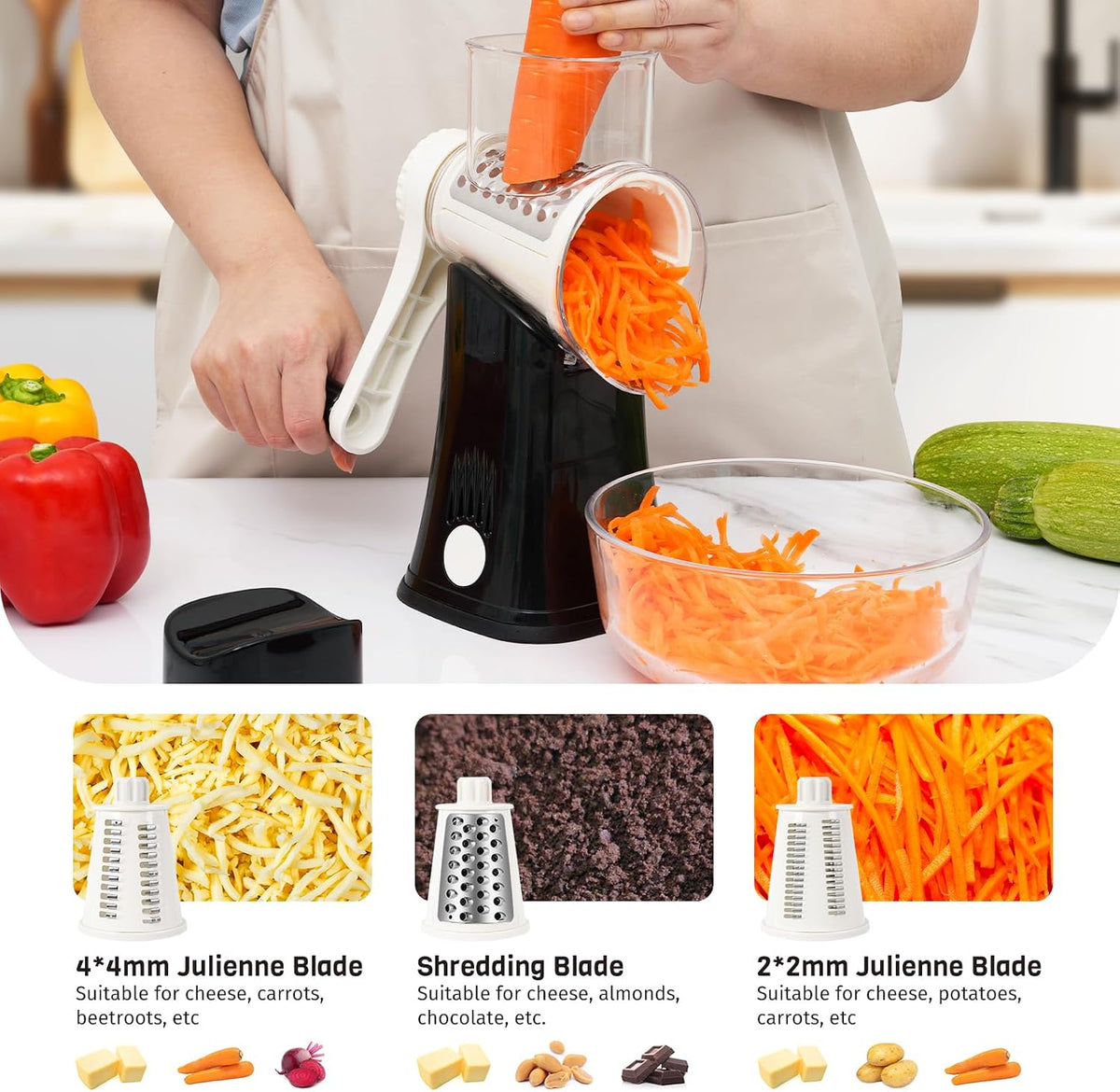 Blue Hand Crank Rotary Cheese Grater