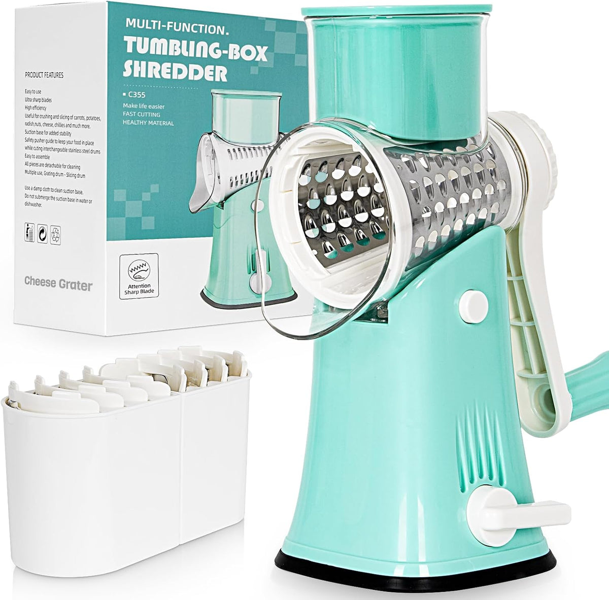 Blue Hand Crank Rotary Cheese Grater
