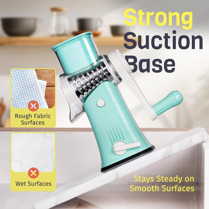Blue Hand Crank Rotary Cheese Grater