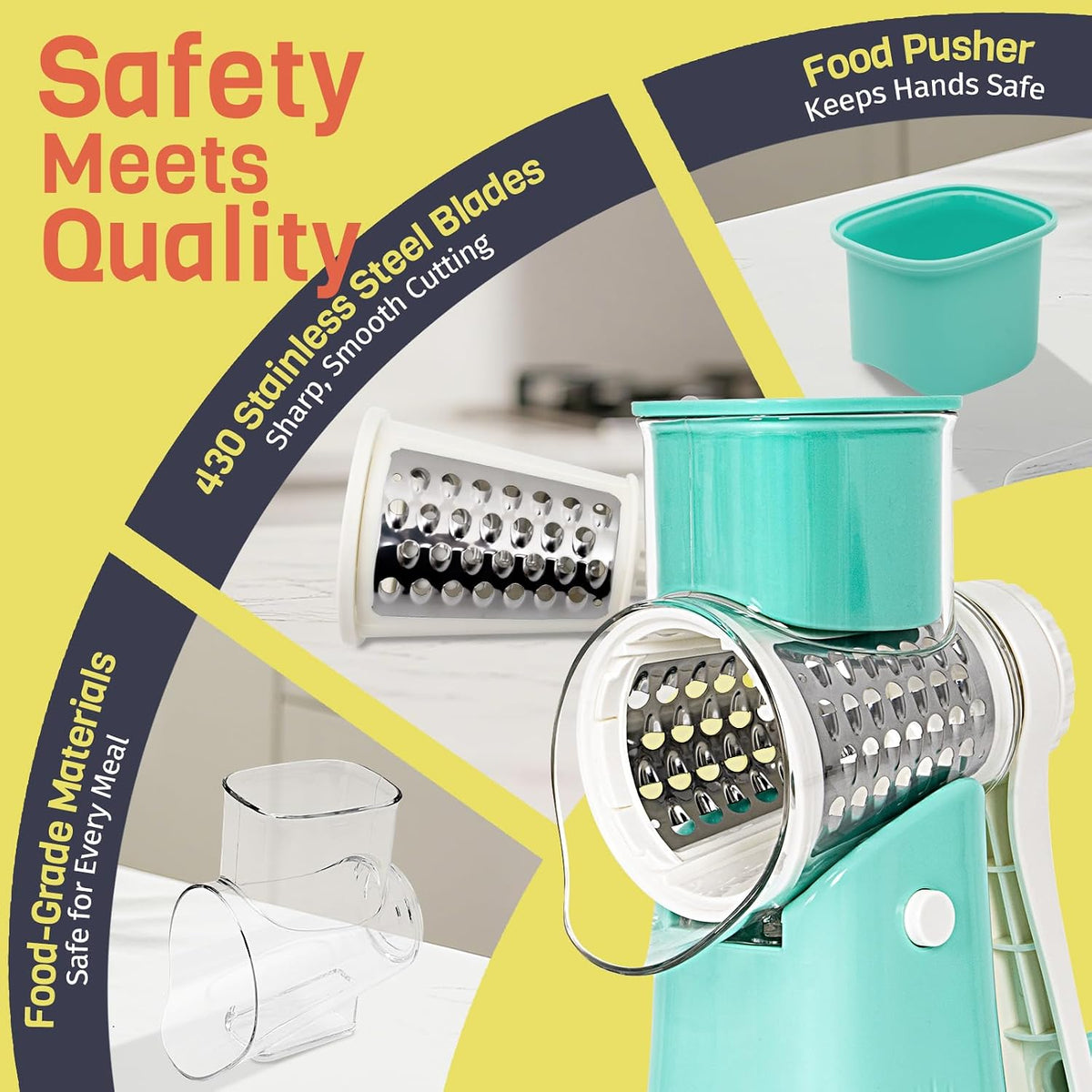 Blue Hand Crank Rotary Cheese Grater