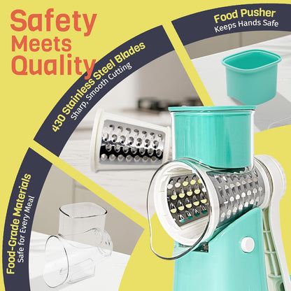 Blue Hand Crank Rotary Cheese Grater