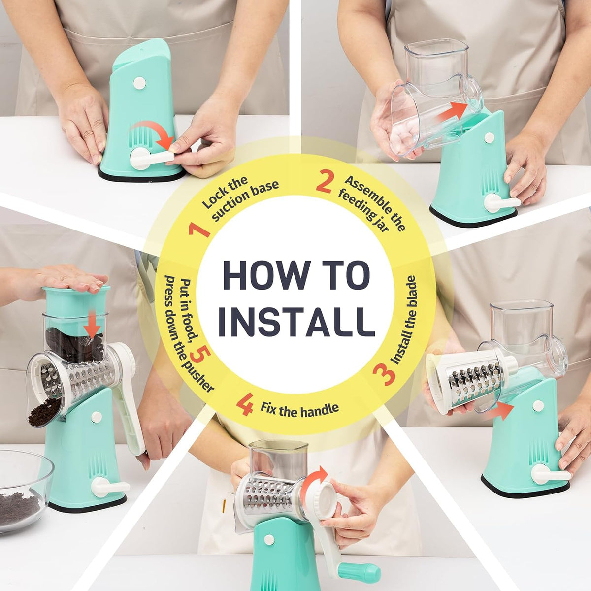 Blue Hand Crank Rotary Cheese Grater