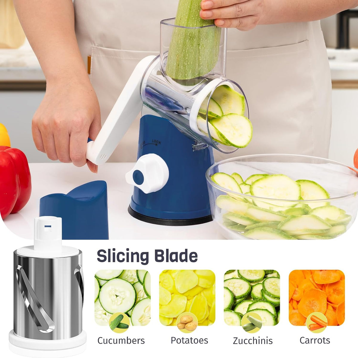 Blue Hand Crank Rotary Cheese Grater
