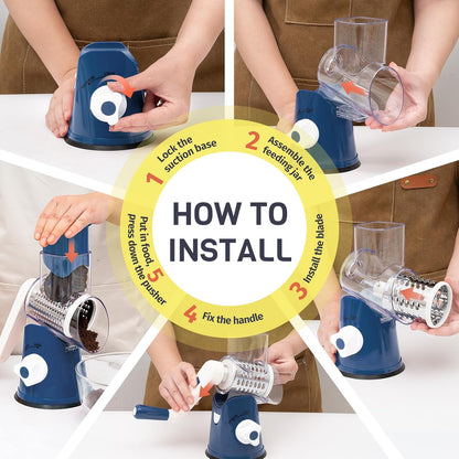 Blue Hand Crank Rotary Cheese Grater