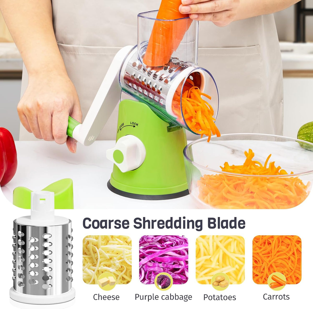 Blue Hand Crank Rotary Cheese Grater