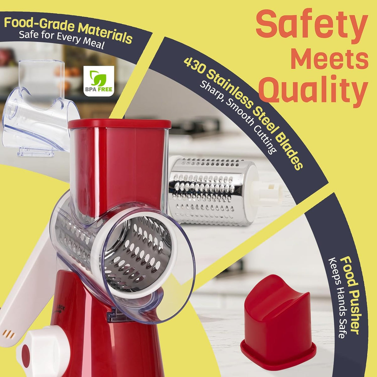 Blue Hand Crank Rotary Cheese Grater