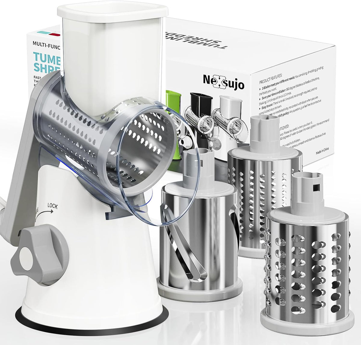Blue Hand Crank Rotary Cheese Grater