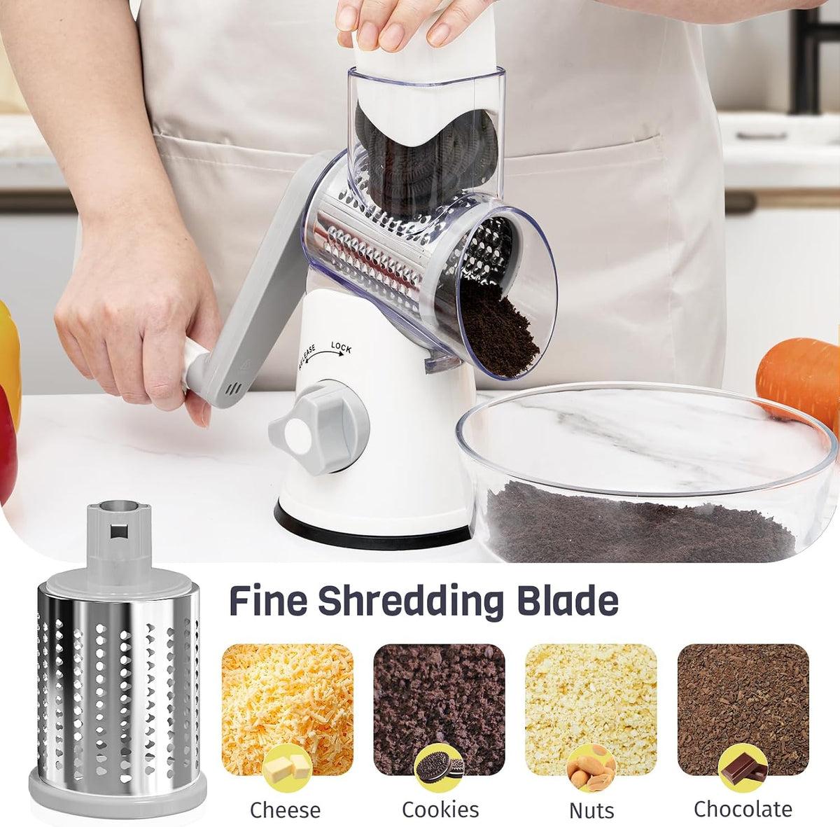 Blue Hand Crank Rotary Cheese Grater
