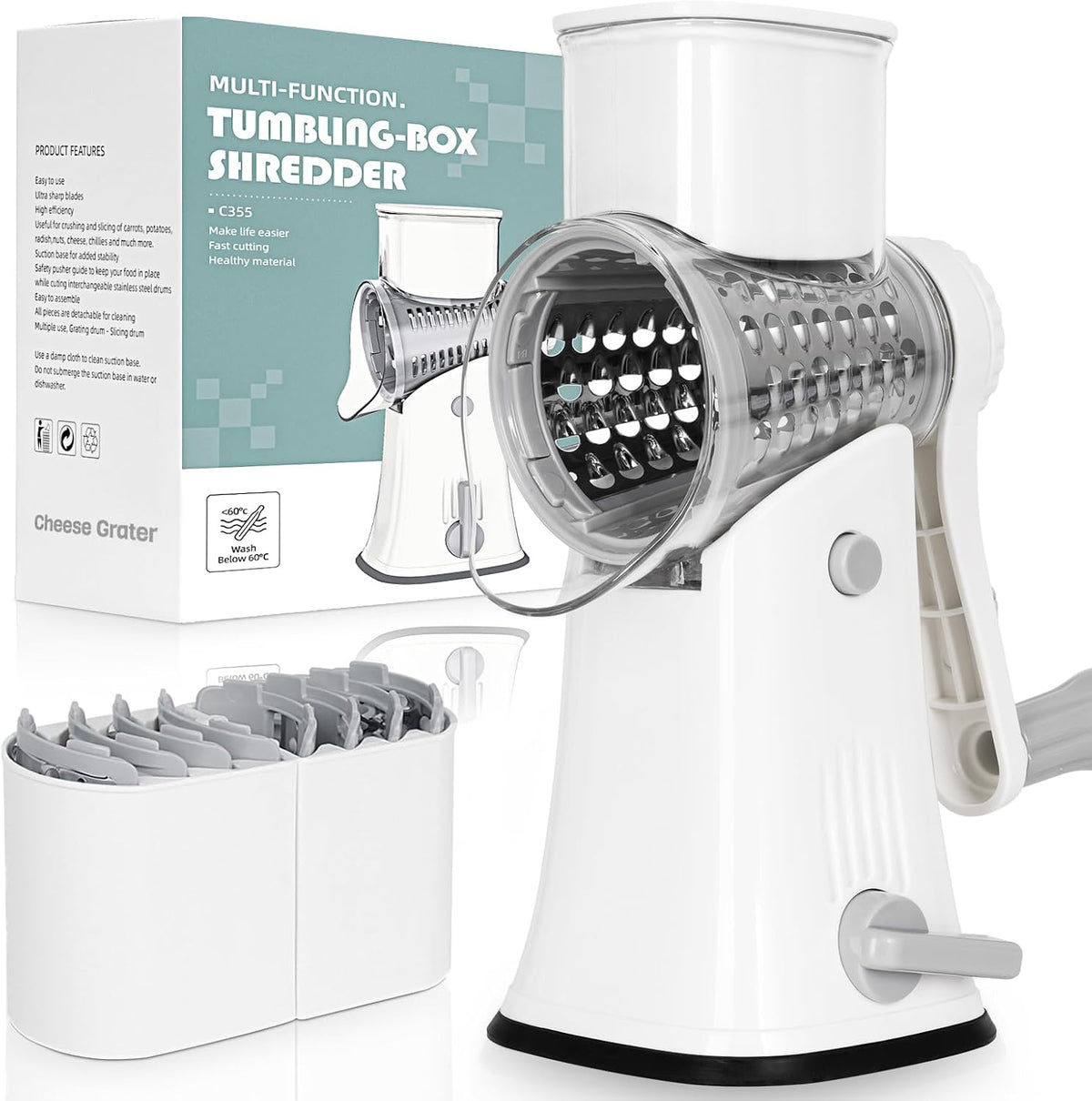 Blue Hand Crank Rotary Cheese Grater