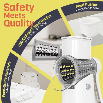 Blue Hand Crank Rotary Cheese Grater