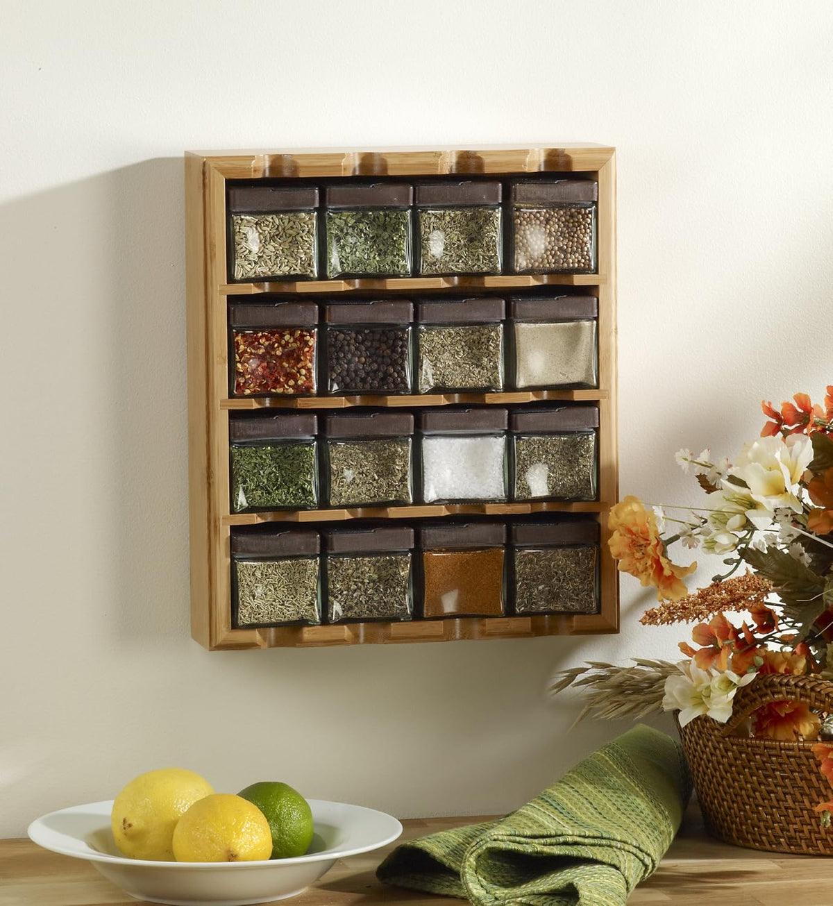 16 Jar Heritage Revolving Countertop Spice Rack Organizer with Spices Included, FREE Spice Refills for 5 years, Brushed Stainless Steel with Black Caps