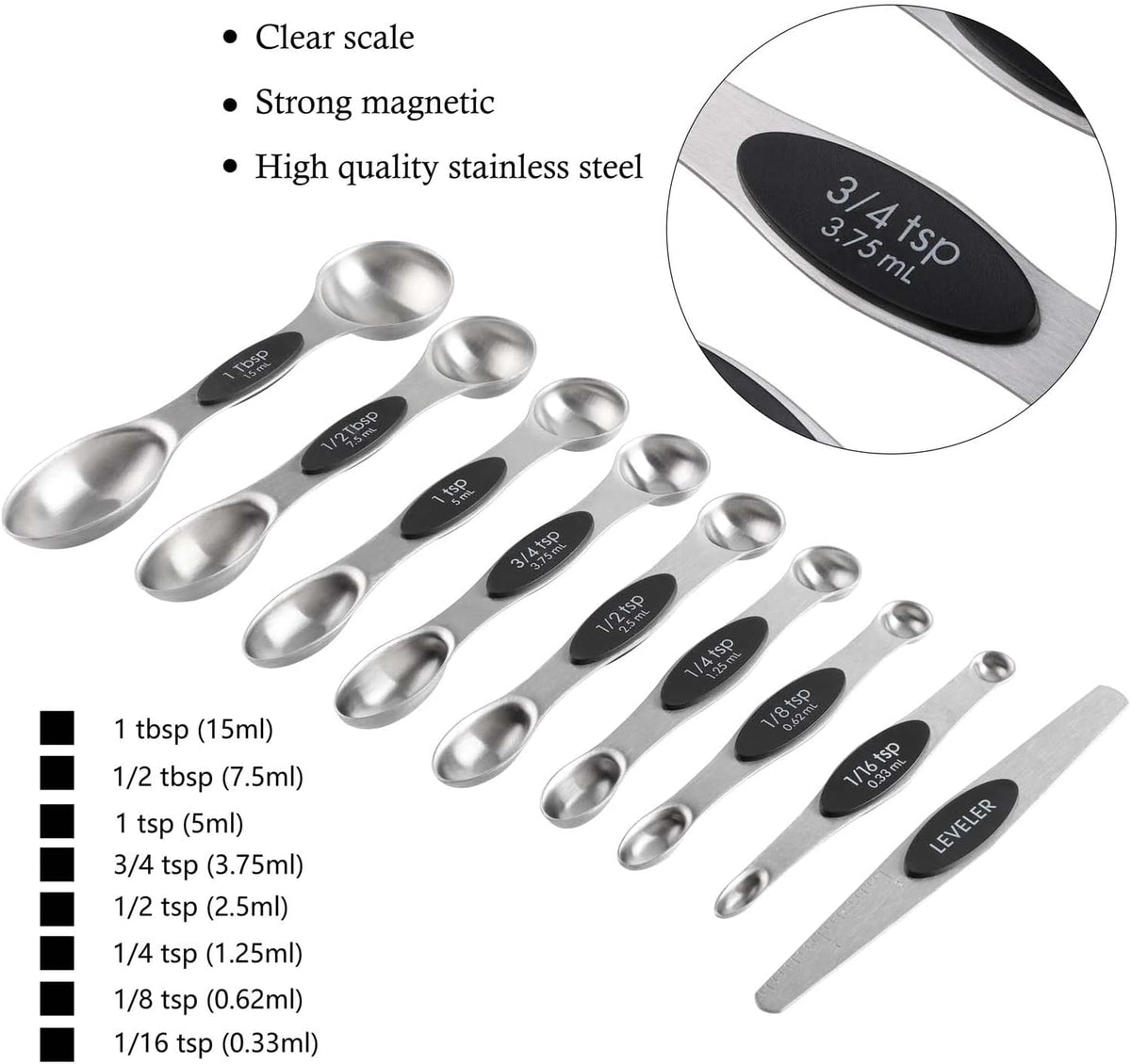 Magnetic Measuring Cups and Spoons Set Stainless Steel Measuring Cup&Spoon