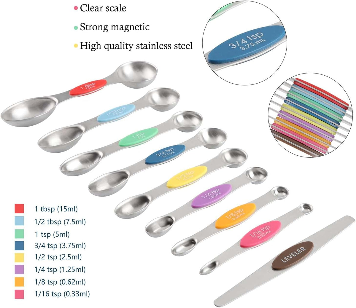 Magnetic Measuring Cups and Spoons Set Stainless Steel Measuring Cup&Spoon