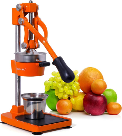 Manual Cast Iron Citrus Juicer,Commercial Hand Press,Heavy Duty Countertop Squeezer for Fresh Orange Lemon Juice,Stable When Pressed,Easy to Use & Clean (black)