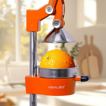 Manual Cast Iron Citrus Juicer,Commercial Hand Press,Heavy Duty Countertop Squeezer for Fresh Orange Lemon Juice,Stable When Pressed,Easy to Use & Clean (black)