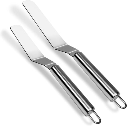 2 Pcs Offset Spatula Set with 6" & 8" Blade, Stainless Steel Icing Spatula Cake Decorating Tools Frosting Smoother for Cake Decorating, Baking