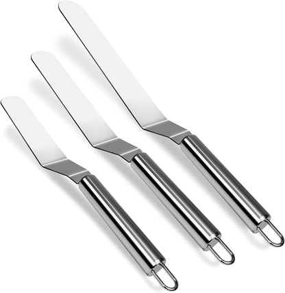 2 Pcs Offset Spatula Set with 6" & 8" Blade, Stainless Steel Icing Spatula Cake Decorating Tools Frosting Smoother for Cake Decorating, Baking