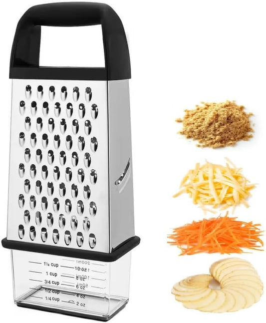 Stainless Steel Graters Ergonomic Cheese Grater Stainless Steel 4 Cheese Grater with Container for Kitchen for Parmesan Container Box Parmesan Shredder Gadgets