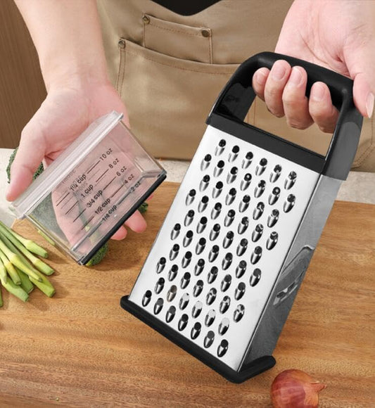 Stainless Steel Graters Ergonomic Cheese Grater Stainless Steel 4 Cheese Grater with Container for Kitchen for Parmesan Container Box Parmesan Shredder Gadgets