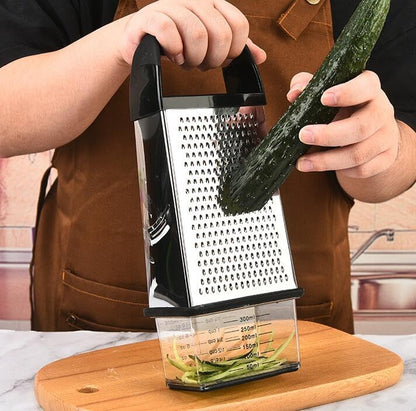 Stainless Steel Graters Ergonomic Cheese Grater Stainless Steel 4 Cheese Grater with Container for Kitchen for Parmesan Container Box Parmesan Shredder Gadgets