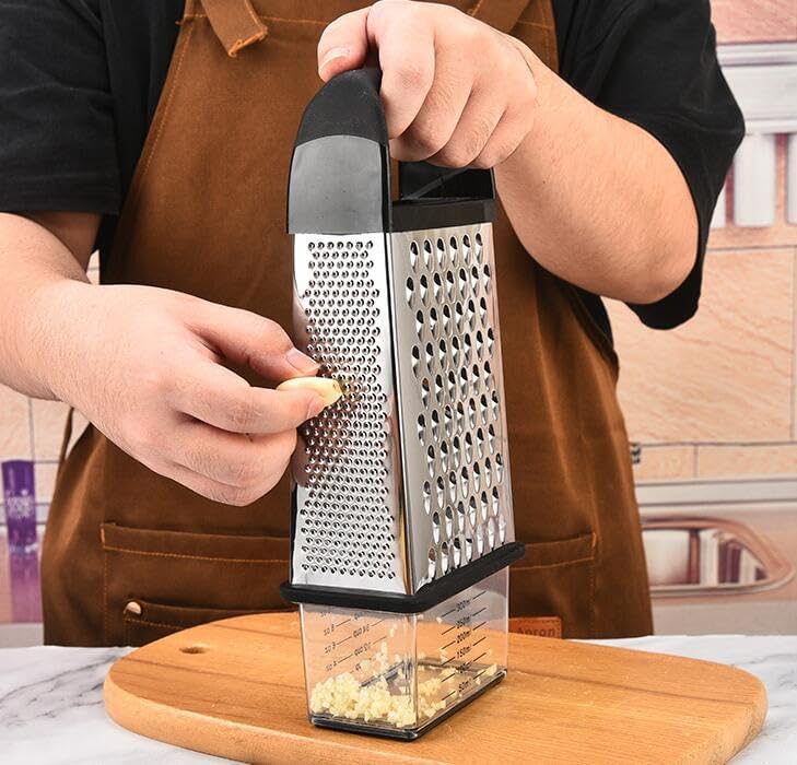 Stainless Steel Graters Ergonomic Cheese Grater Stainless Steel 4 Cheese Grater with Container for Kitchen for Parmesan Container Box Parmesan Shredder Gadgets