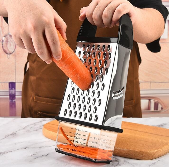 Stainless Steel Graters Ergonomic Cheese Grater Stainless Steel 4 Cheese Grater with Container for Kitchen for Parmesan Container Box Parmesan Shredder Gadgets