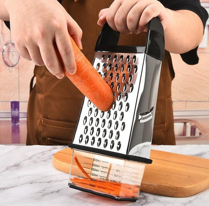 Stainless Steel Graters Ergonomic Cheese Grater Stainless Steel 4 Cheese Grater with Container for Kitchen for Parmesan Container Box Parmesan Shredder Gadgets
