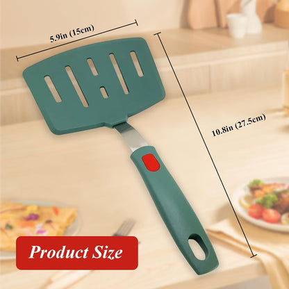 Silicone Spatula Turner, Heat Resistant Pancake Spatula for Non Stick Frying Pan, Wide Slotted Omelette Egg Spatula Fish Spatula Cooking Spatula for Kitchen Use Thin Flexible Spatula Dishwasher Safe