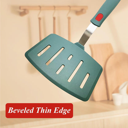 Silicone Spatula Turner, Heat Resistant Pancake Spatula for Non Stick Frying Pan, Wide Slotted Omelette Egg Spatula Fish Spatula Cooking Spatula for Kitchen Use Thin Flexible Spatula Dishwasher Safe