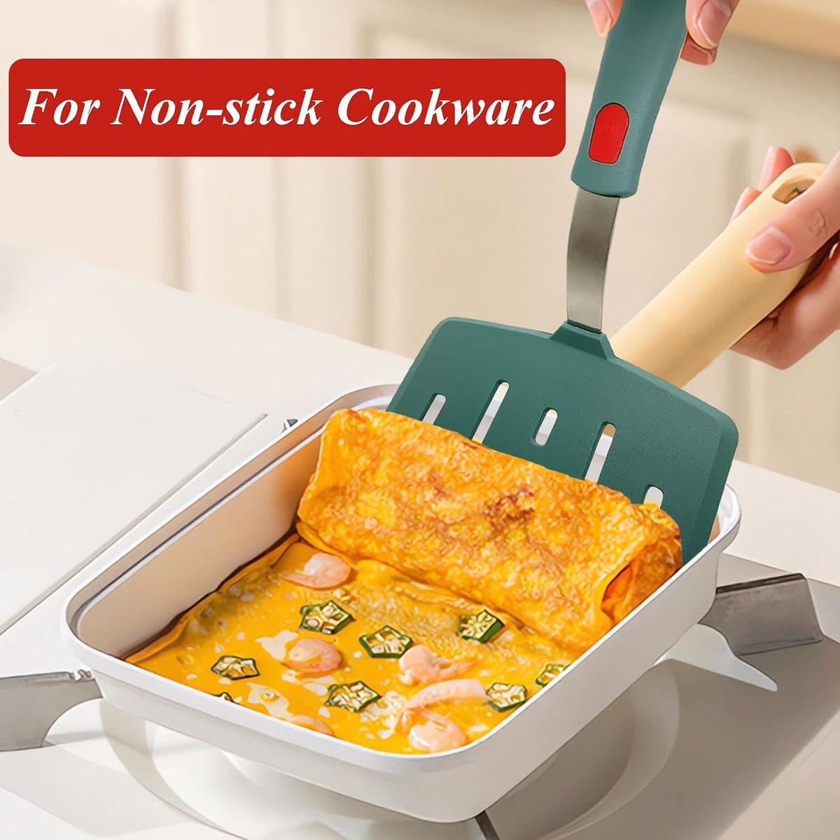Silicone Spatula Turner, Heat Resistant Pancake Spatula for Non Stick Frying Pan, Wide Slotted Omelette Egg Spatula Fish Spatula Cooking Spatula for Kitchen Use Thin Flexible Spatula Dishwasher Safe