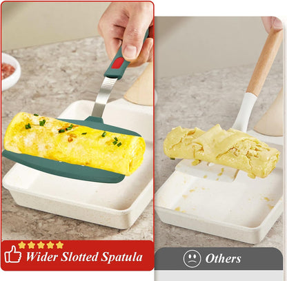 Silicone Spatula Turner, Heat Resistant Pancake Spatula for Non Stick Frying Pan, Wide Slotted Omelette Egg Spatula Fish Spatula Cooking Spatula for Kitchen Use Thin Flexible Spatula Dishwasher Safe
