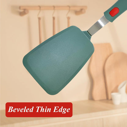 Silicone Spatula Turner, Heat Resistant Pancake Spatula for Non Stick Frying Pan, Wide Slotted Omelette Egg Spatula Fish Spatula Cooking Spatula for Kitchen Use Thin Flexible Spatula Dishwasher Safe