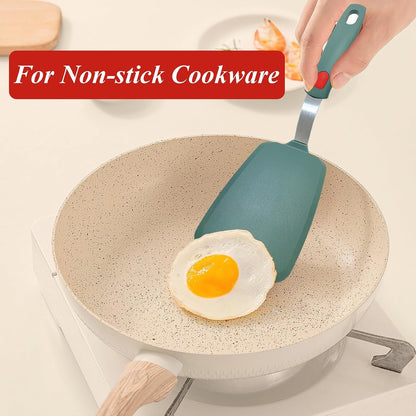 Silicone Spatula Turner, Heat Resistant Pancake Spatula for Non Stick Frying Pan, Wide Slotted Omelette Egg Spatula Fish Spatula Cooking Spatula for Kitchen Use Thin Flexible Spatula Dishwasher Safe