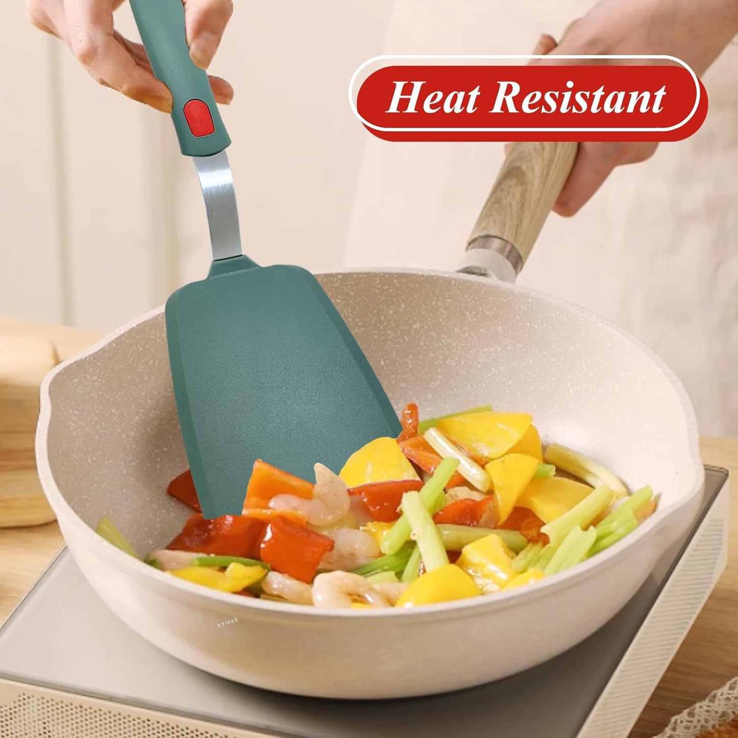 Silicone Spatula Turner, Heat Resistant Pancake Spatula for Non Stick Frying Pan, Wide Slotted Omelette Egg Spatula Fish Spatula Cooking Spatula for Kitchen Use Thin Flexible Spatula Dishwasher Safe