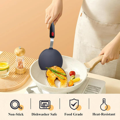 Silicone Spatula Turner, Heat Resistant Pancake Spatula for Non Stick Frying Pan, Wide Slotted Omelette Egg Spatula Fish Spatula Cooking Spatula for Kitchen Use Thin Flexible Spatula Dishwasher Safe