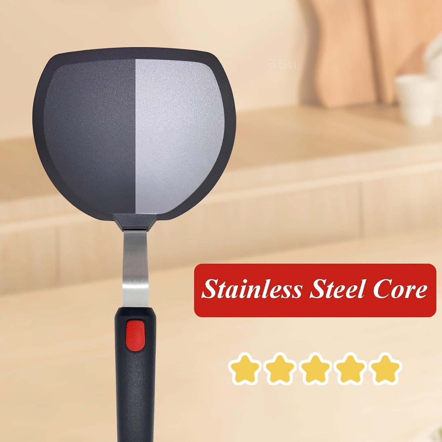 Silicone Spatula Turner, Heat Resistant Pancake Spatula for Non Stick Frying Pan, Wide Slotted Omelette Egg Spatula Fish Spatula Cooking Spatula for Kitchen Use Thin Flexible Spatula Dishwasher Safe