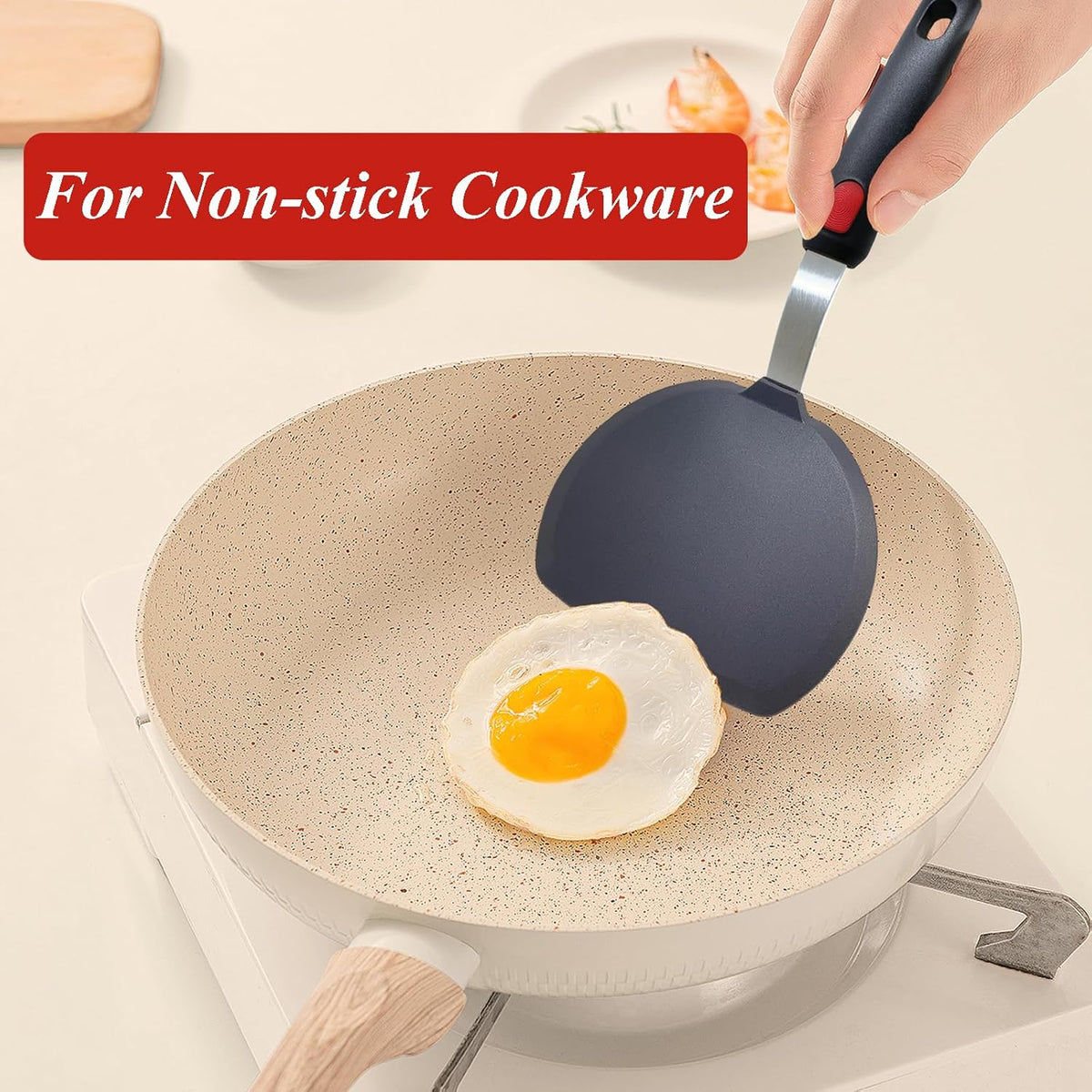 Silicone Spatula Turner, Heat Resistant Pancake Spatula for Non Stick Frying Pan, Wide Slotted Omelette Egg Spatula Fish Spatula Cooking Spatula for Kitchen Use Thin Flexible Spatula Dishwasher Safe