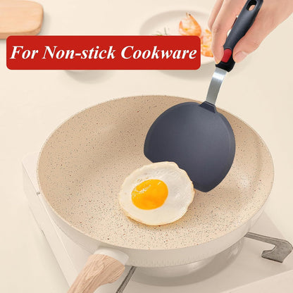 Silicone Spatula Turner, Heat Resistant Pancake Spatula for Non Stick Frying Pan, Wide Slotted Omelette Egg Spatula Fish Spatula Cooking Spatula for Kitchen Use Thin Flexible Spatula Dishwasher Safe