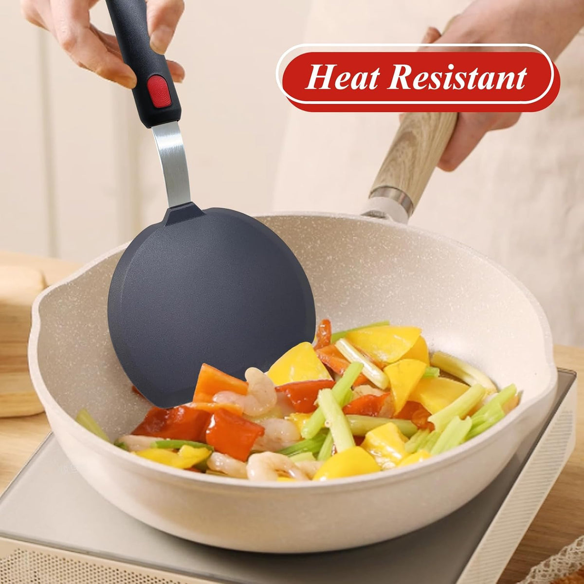 Silicone Spatula Turner, Heat Resistant Pancake Spatula for Non Stick Frying Pan, Wide Slotted Omelette Egg Spatula Fish Spatula Cooking Spatula for Kitchen Use Thin Flexible Spatula Dishwasher Safe