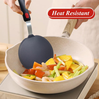Silicone Spatula Turner, Heat Resistant Pancake Spatula for Non Stick Frying Pan, Wide Slotted Omelette Egg Spatula Fish Spatula Cooking Spatula for Kitchen Use Thin Flexible Spatula Dishwasher Safe