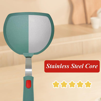 Silicone Spatula Turner, Heat Resistant Pancake Spatula for Non Stick Frying Pan, Wide Slotted Omelette Egg Spatula Fish Spatula Cooking Spatula for Kitchen Use Thin Flexible Spatula Dishwasher Safe