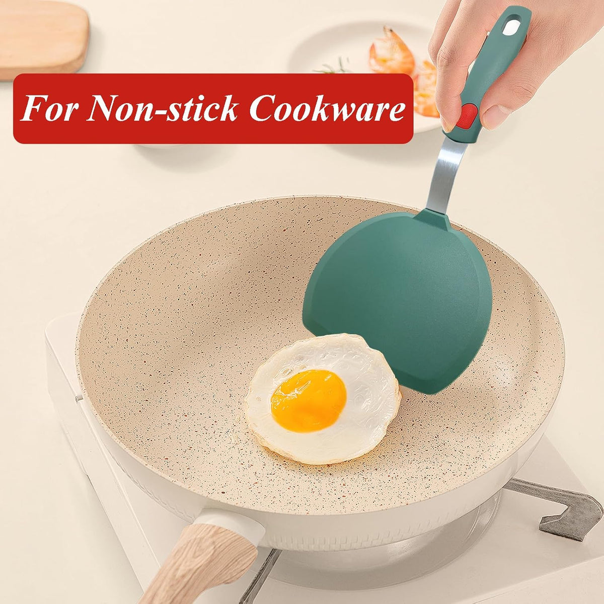Silicone Spatula Turner, Heat Resistant Pancake Spatula for Non Stick Frying Pan, Wide Slotted Omelette Egg Spatula Fish Spatula Cooking Spatula for Kitchen Use Thin Flexible Spatula Dishwasher Safe