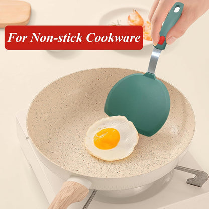 Silicone Spatula Turner, Heat Resistant Pancake Spatula for Non Stick Frying Pan, Wide Slotted Omelette Egg Spatula Fish Spatula Cooking Spatula for Kitchen Use Thin Flexible Spatula Dishwasher Safe