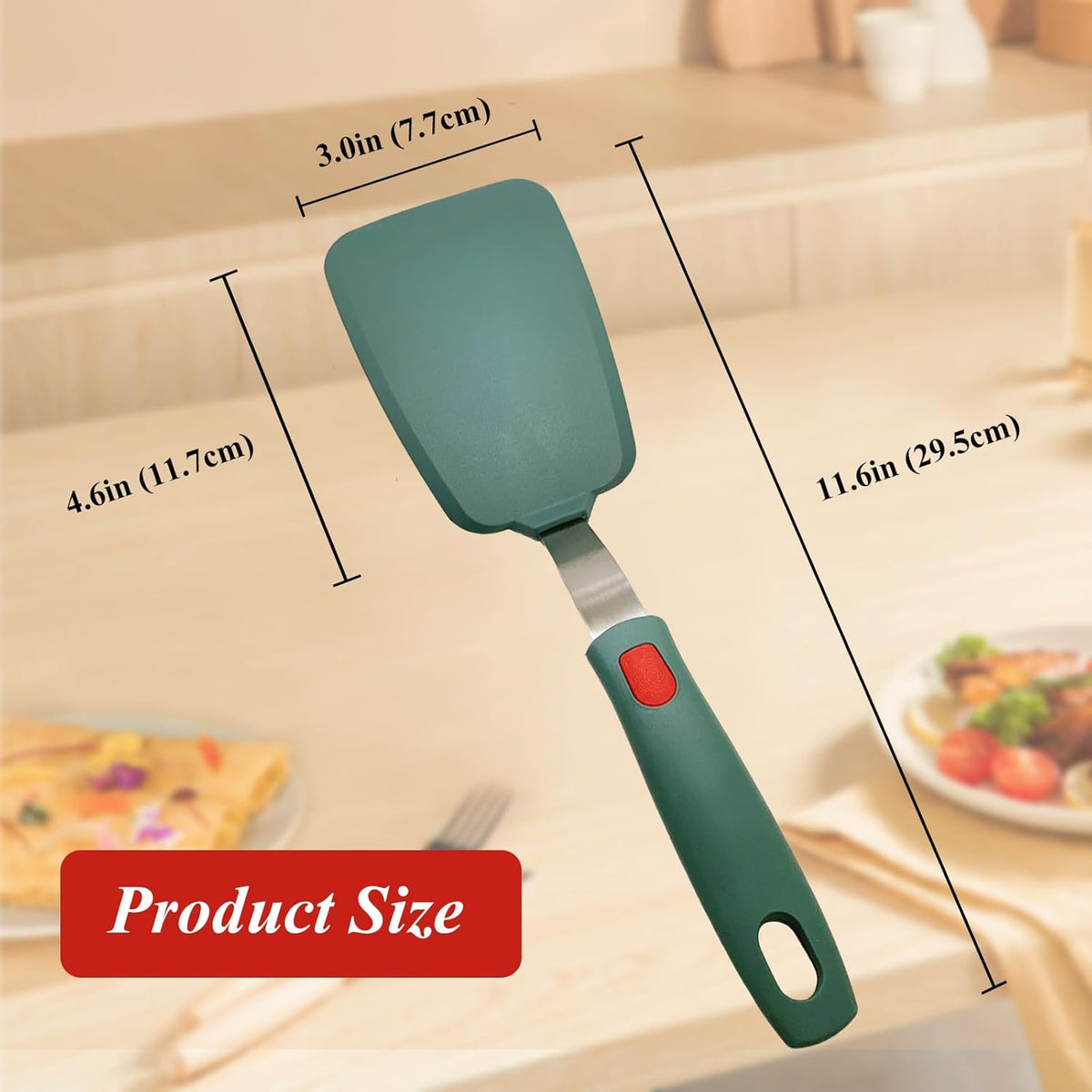 Silicone Spatula Turner, Heat Resistant Pancake Spatula for Non Stick Frying Pan, Wide Slotted Omelette Egg Spatula Fish Spatula Cooking Spatula for Kitchen Use Thin Flexible Spatula Dishwasher Safe