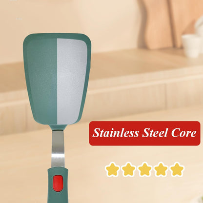 Silicone Spatula Turner, Heat Resistant Pancake Spatula for Non Stick Frying Pan, Wide Slotted Omelette Egg Spatula Fish Spatula Cooking Spatula for Kitchen Use Thin Flexible Spatula Dishwasher Safe