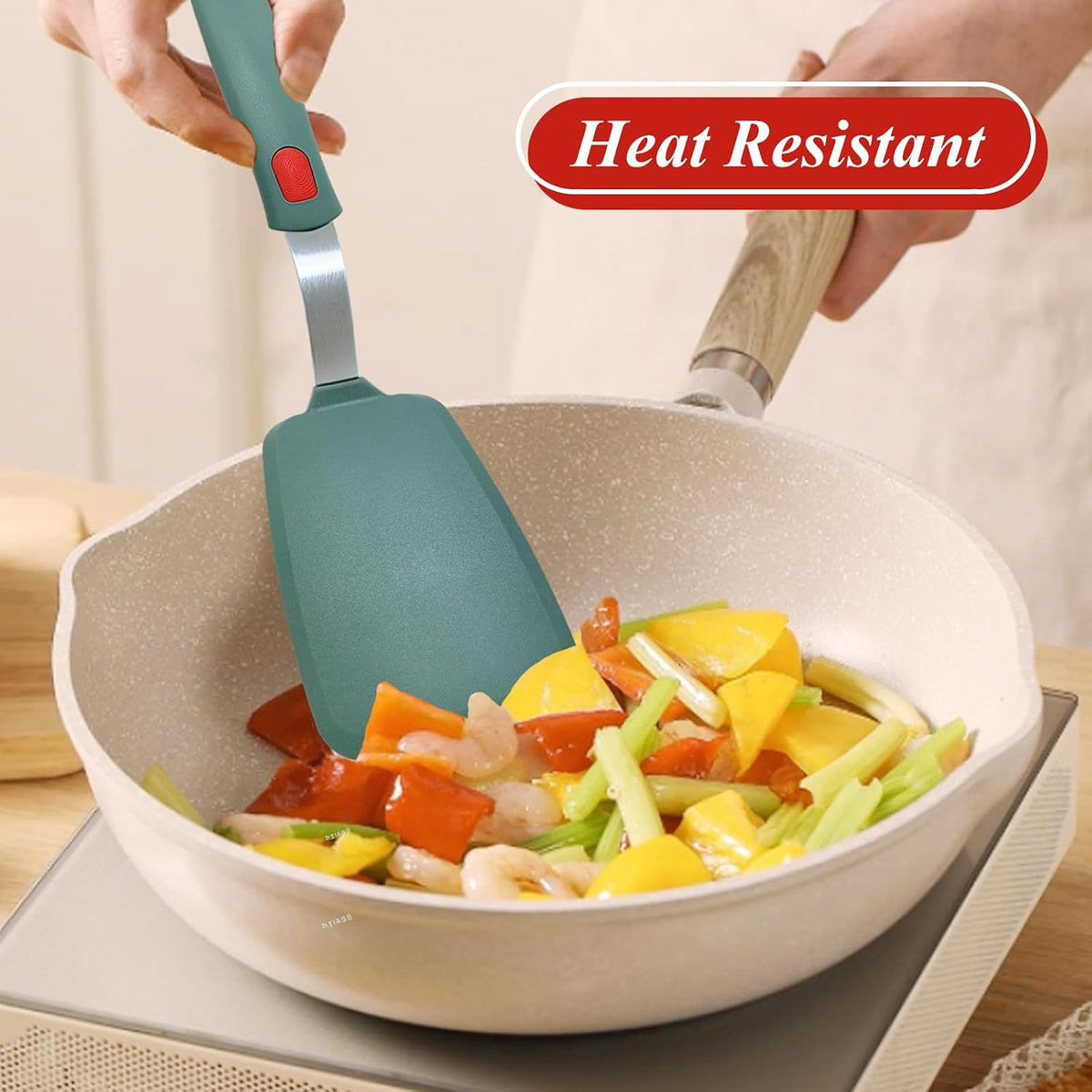 Silicone Spatula Turner, Heat Resistant Pancake Spatula for Non Stick Frying Pan, Wide Slotted Omelette Egg Spatula Fish Spatula Cooking Spatula for Kitchen Use Thin Flexible Spatula Dishwasher Safe