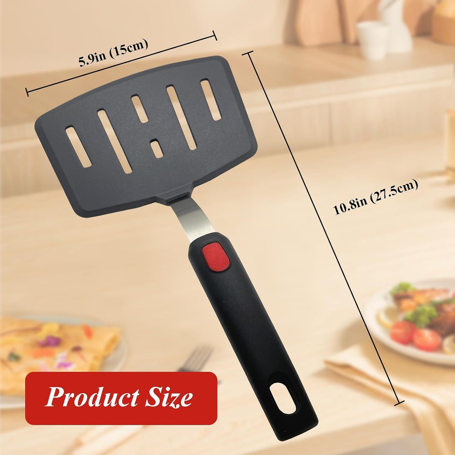 Silicone Spatula Turner, Heat Resistant Pancake Spatula for Non Stick Frying Pan, Wide Slotted Omelette Egg Spatula Fish Spatula Cooking Spatula for Kitchen Use Thin Flexible Spatula Dishwasher Safe