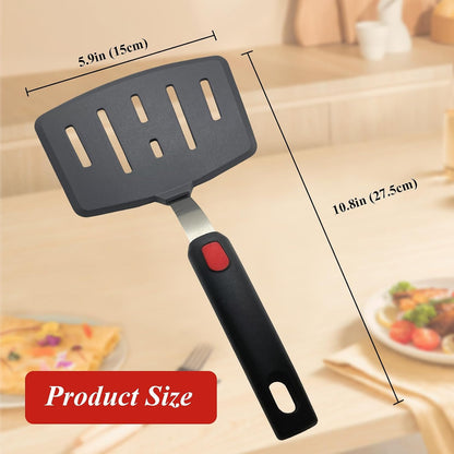 Silicone Spatula Turner, Heat Resistant Pancake Spatula for Non Stick Frying Pan, Wide Slotted Omelette Egg Spatula Fish Spatula Cooking Spatula for Kitchen Use Thin Flexible Spatula Dishwasher Safe