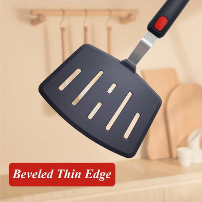 Silicone Spatula Turner, Heat Resistant Pancake Spatula for Non Stick Frying Pan, Wide Slotted Omelette Egg Spatula Fish Spatula Cooking Spatula for Kitchen Use Thin Flexible Spatula Dishwasher Safe