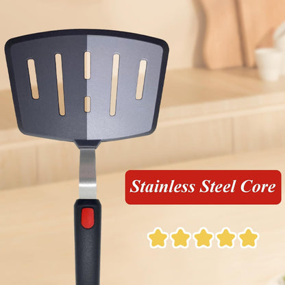 Silicone Spatula Turner, Heat Resistant Pancake Spatula for Non Stick Frying Pan, Wide Slotted Omelette Egg Spatula Fish Spatula Cooking Spatula for Kitchen Use Thin Flexible Spatula Dishwasher Safe